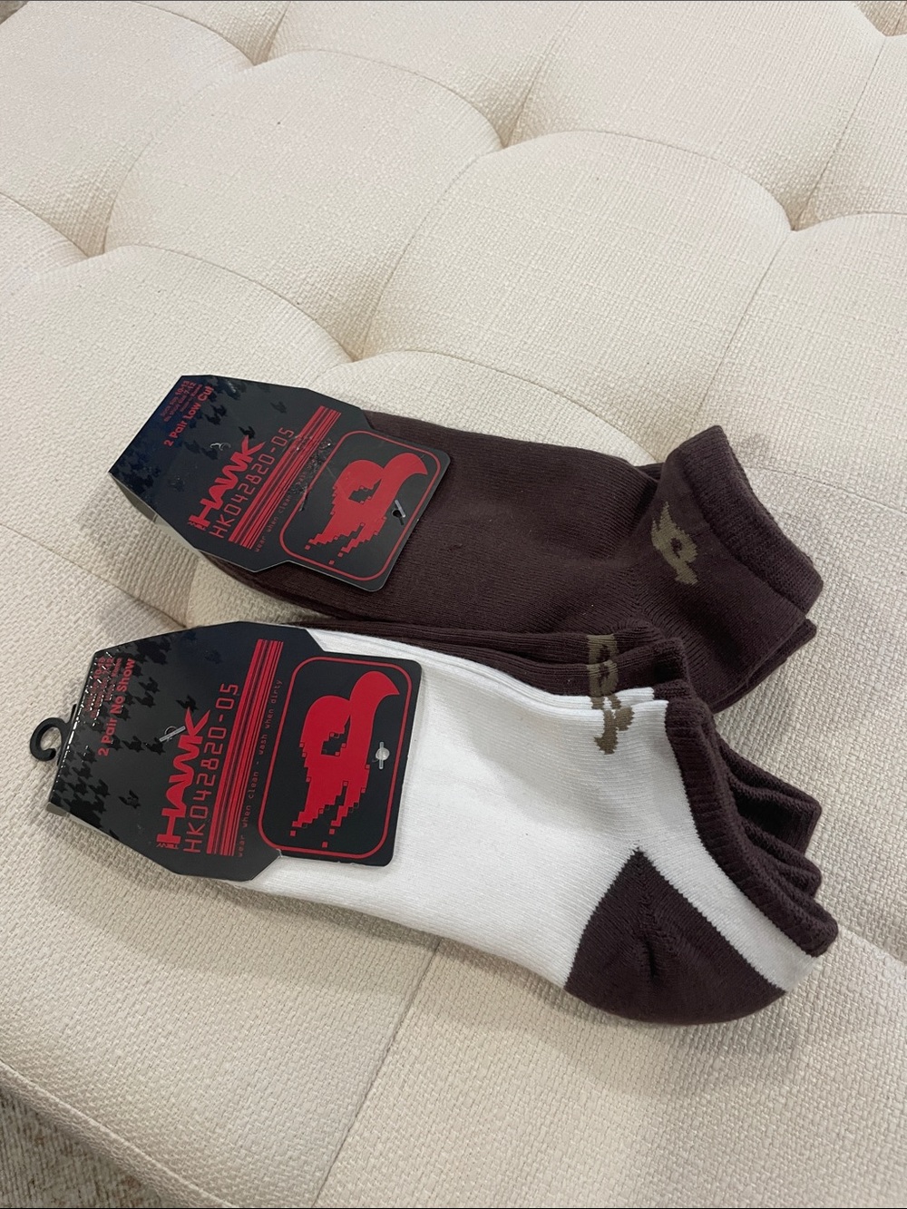 4 pairs Tony Hawk Low-Cut Athletic Socks — Brown & White